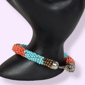 (2/$20) Metallic Beaded Wrap Bracelet